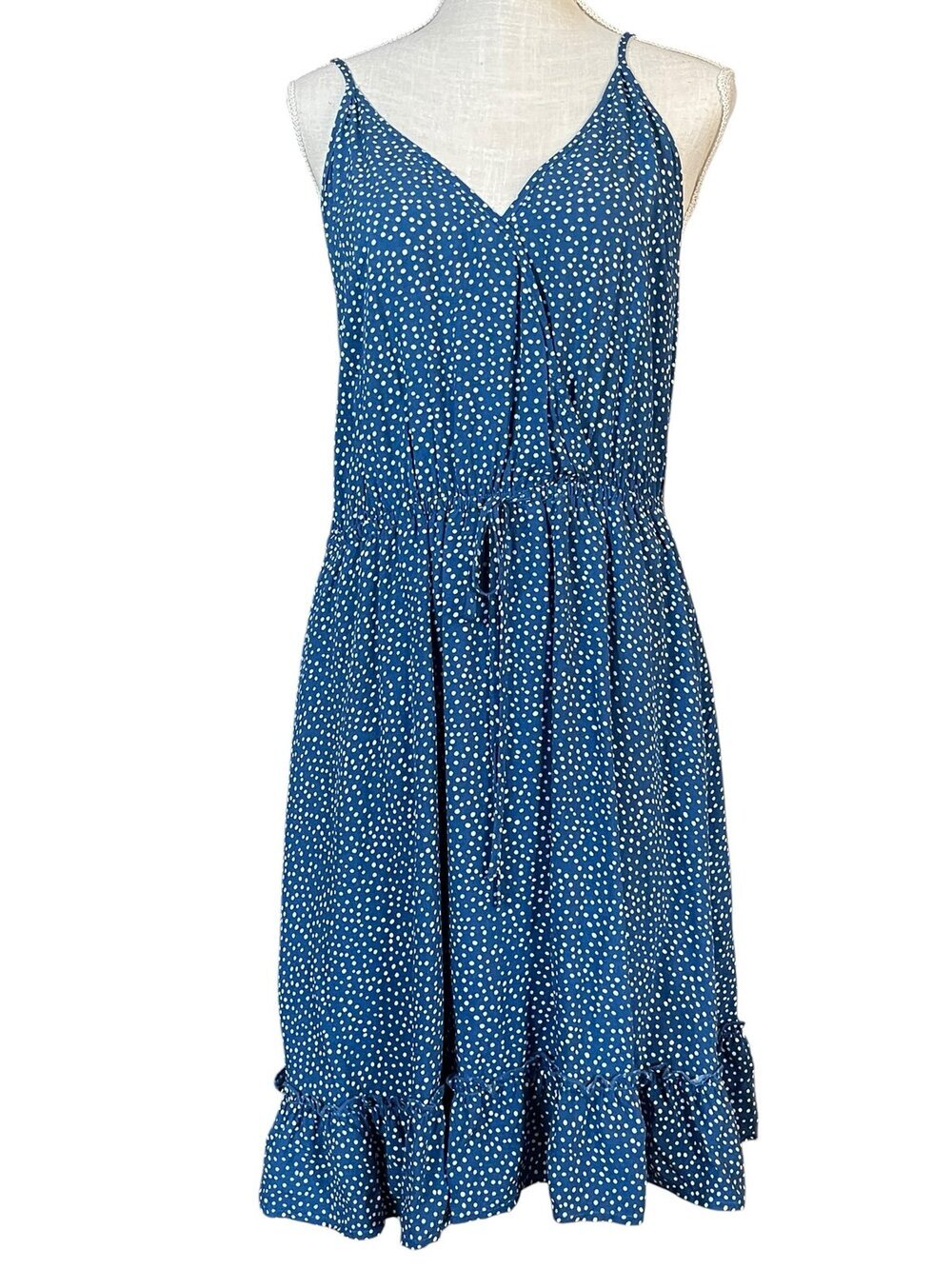 NWT Coastal Granddaughter Blue Polka Dot Drawstring Sun Dress XL